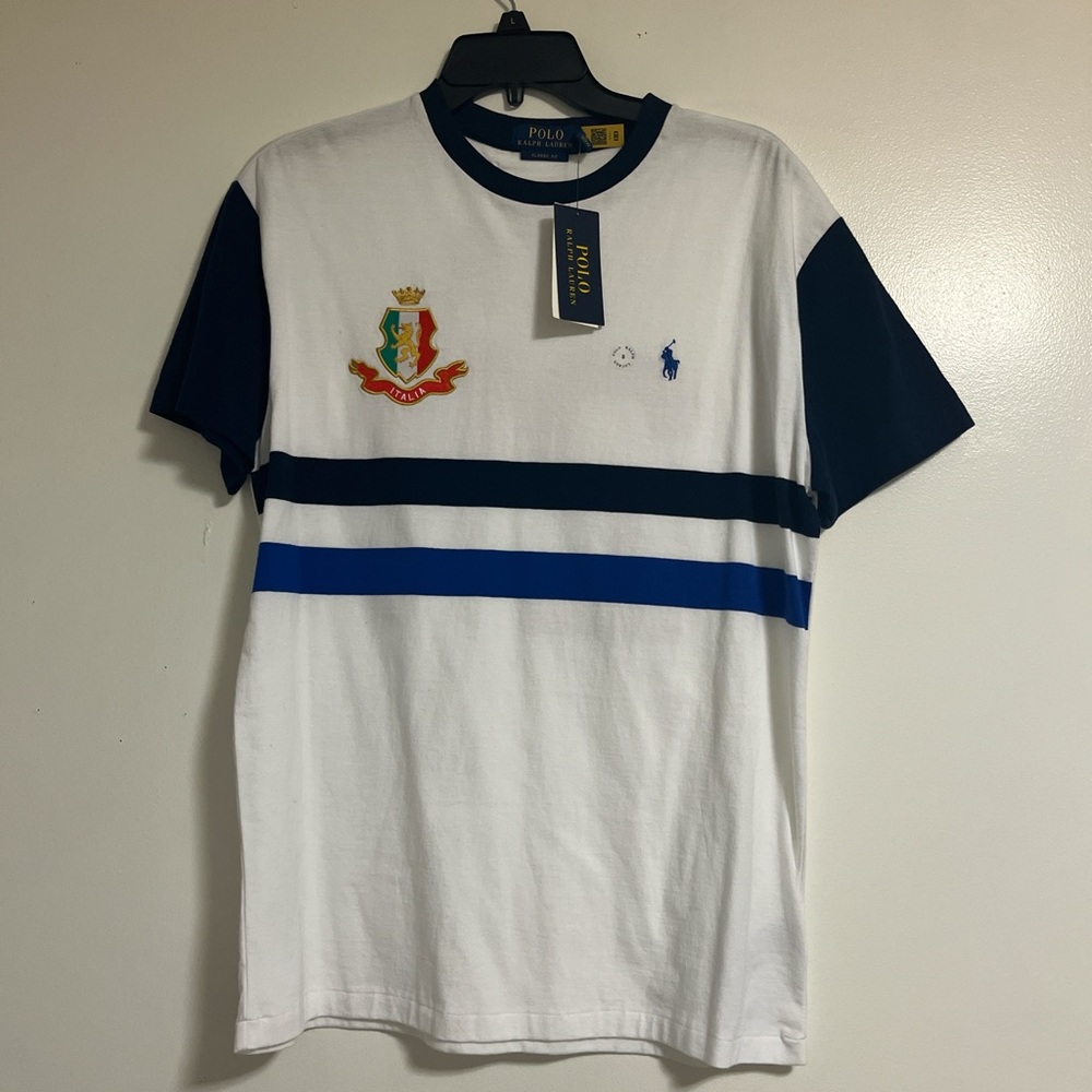 Polo by Ralph Lauren Men's White and Blue Shirt